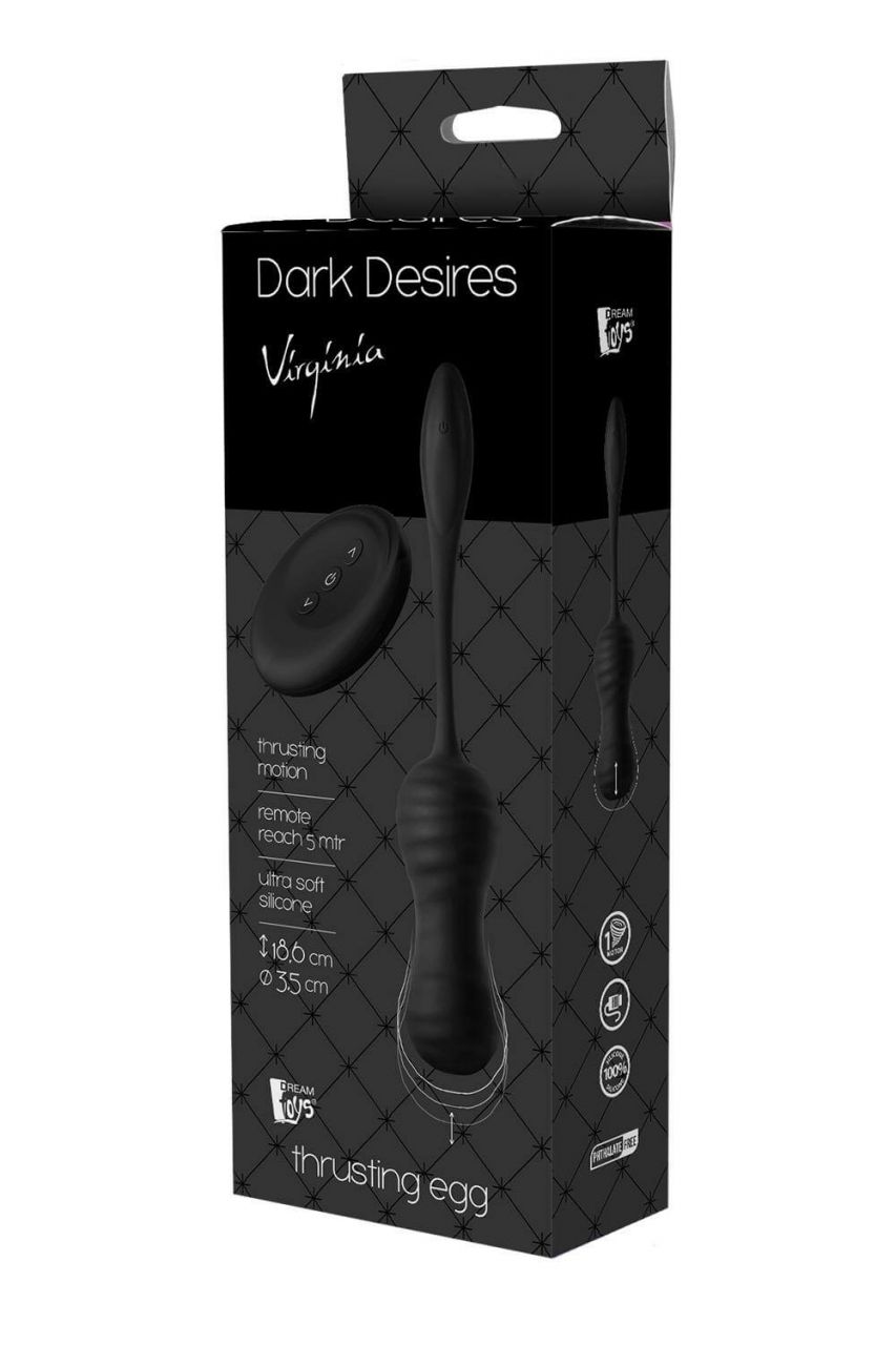 Dark Desires Virginia - akkus, rádiós, lökő gésagolyó (fekete)