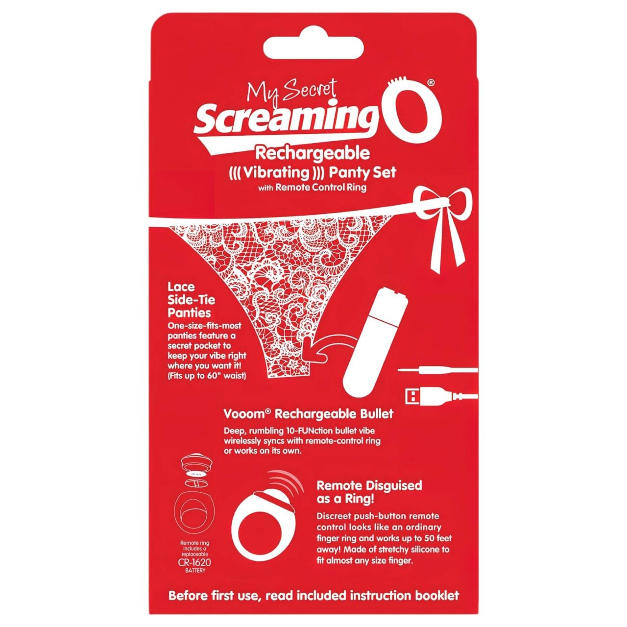 Screaming O Panty Set - akkus, rádiós vibrációs tanga - piros (S-L)