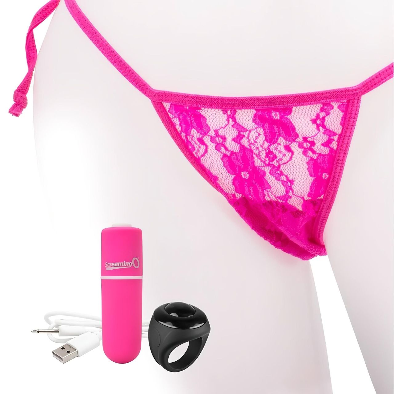 Screaming O Panty Set - akkus, rádiós vibrációs tanga (pink) S-L