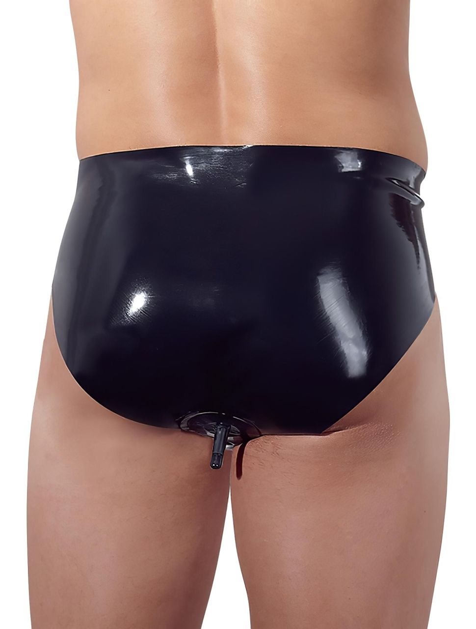 LATEX - férfi alsó belső kúpos anál dildóval (fekete) LATEX - férfi alsó belső kúpos anál dildóval (fekete)