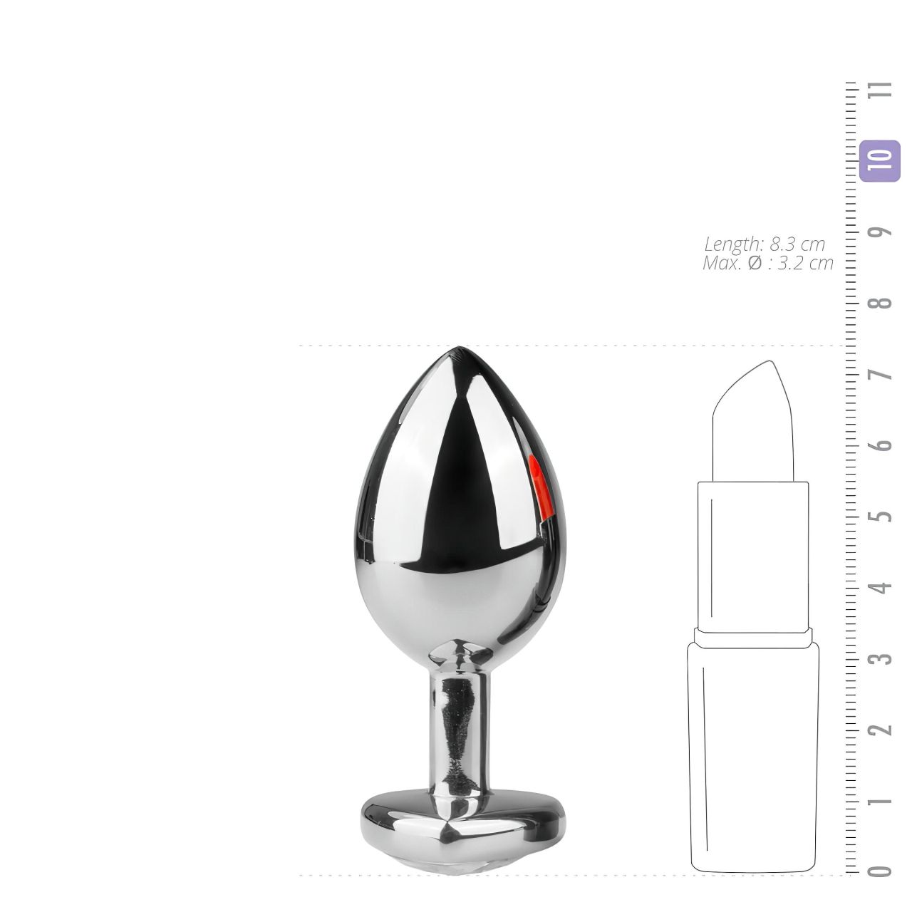 Easytoys Metal No.7 - szíves anál plug fehér kővel - ezüst Easytoys Metal No.7 - szíves anál plug fehér kővel - ezüst