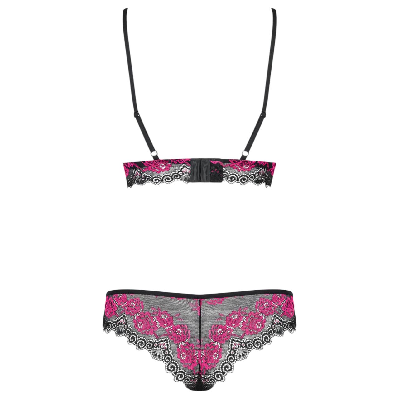 Obsessive Tulia - csipkés fehérnemű szett (fekete-pink) Obsessive Tulia - csipkés fehérnemű szett (fekete-pink)