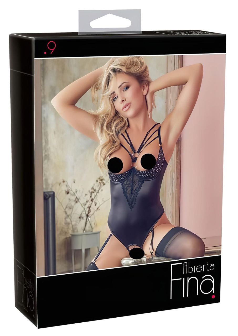 / Abierta Fina - strasszos, pántos body (fekete) / Abierta Fina - strasszos, pántos body (fekete)