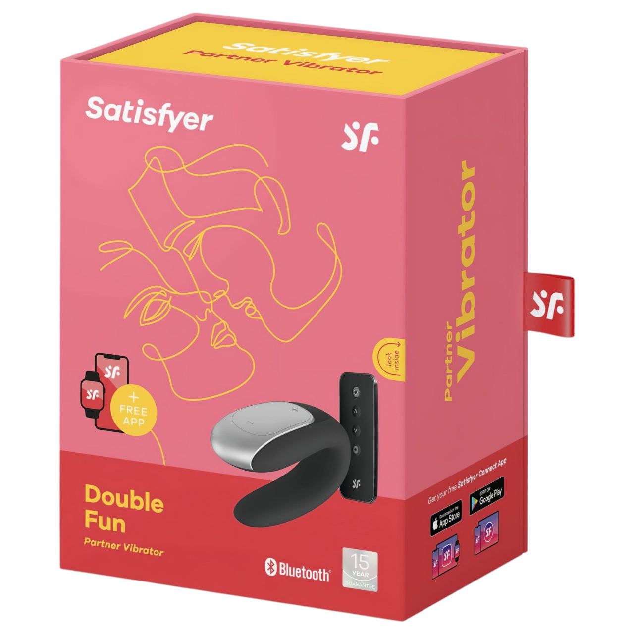 Satisfyer Double Fun - okos, vízálló, rádiós párvibrátor (fekete)