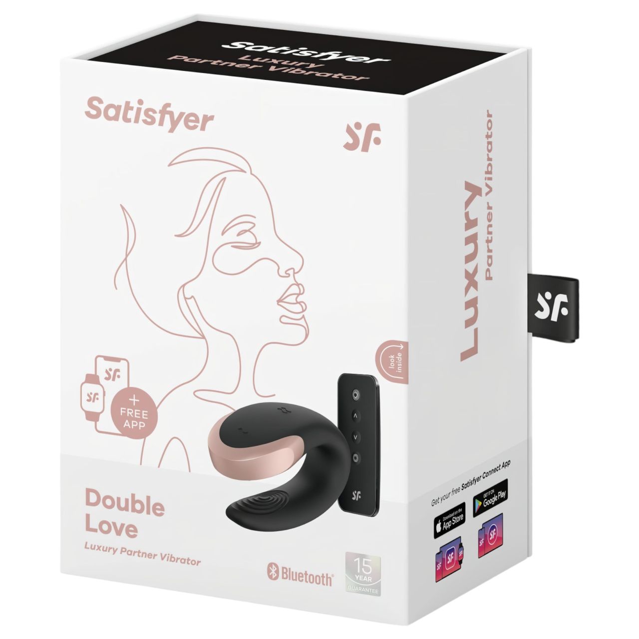 Satisfyer Double Love - okos, vízálló, rádiós párvibrátor (fekete)