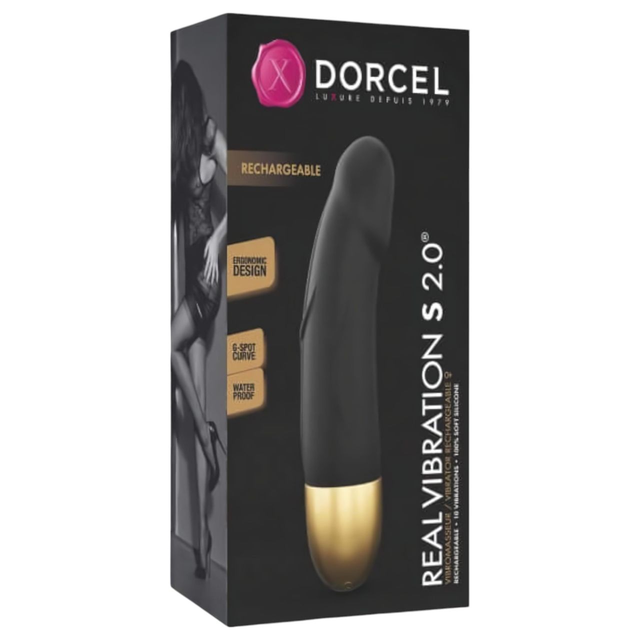 Dorcel Real Vibration S 2.0 - akkus vibrátor (fekete-arany) Dorcel Real Vibration S 2.0 - akkus vibrátor (fekete-arany)