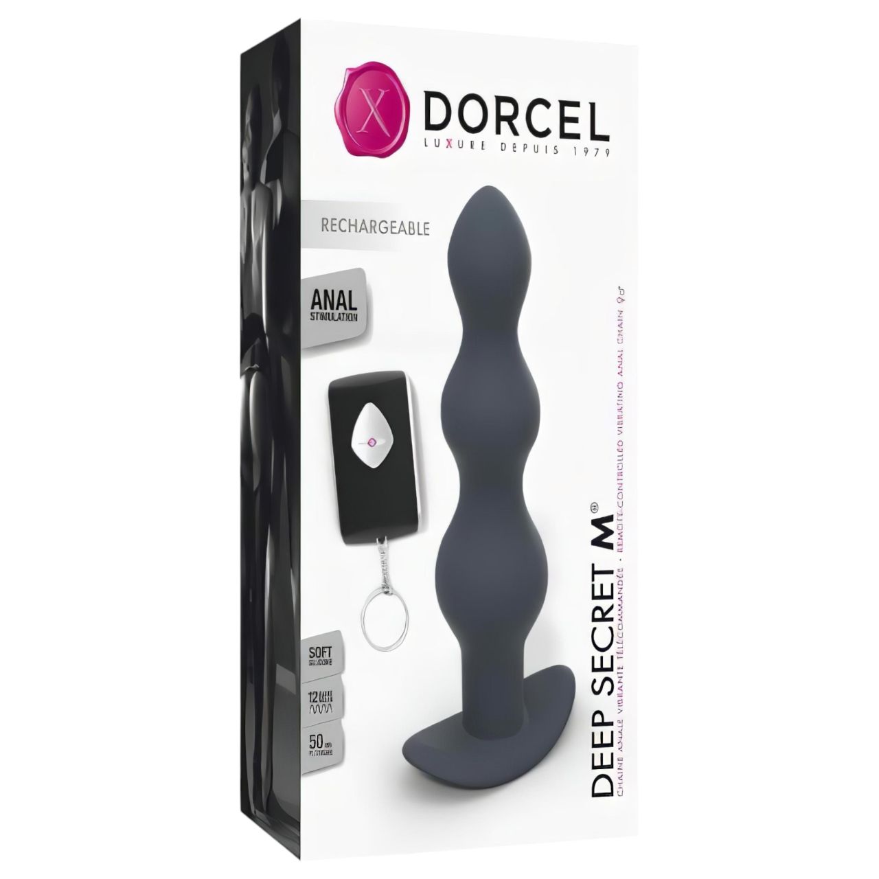 Dorcel Deep Secret M - akkus, rádiós anál vibrátor (fekete)