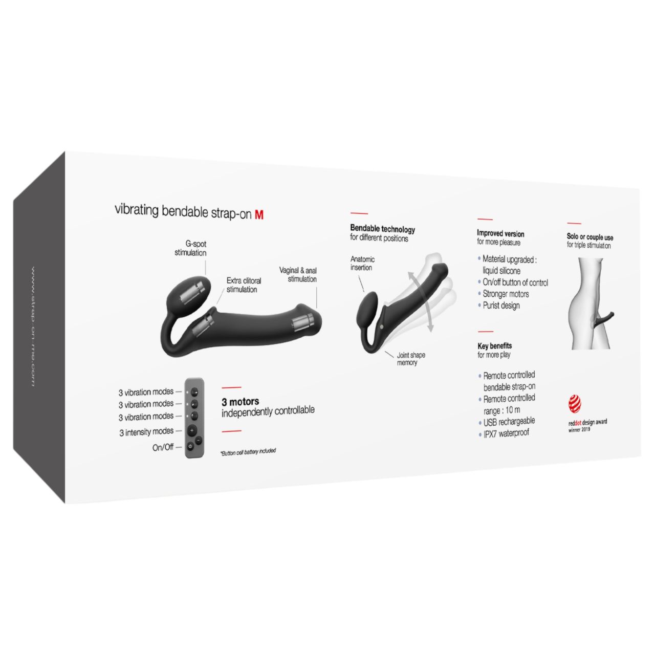 Strap-on-me M - felcsatolható vibrátor - közepes (fekete) Strap-on-me M - felcsatolható vibrátor - közepes (fekete)