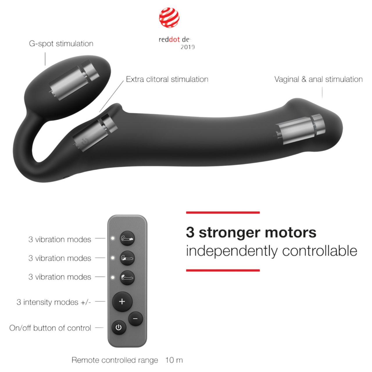 Strap-on-me M - felcsatolható vibrátor - közepes (fekete) Strap-on-me M - felcsatolható vibrátor - közepes (fekete)