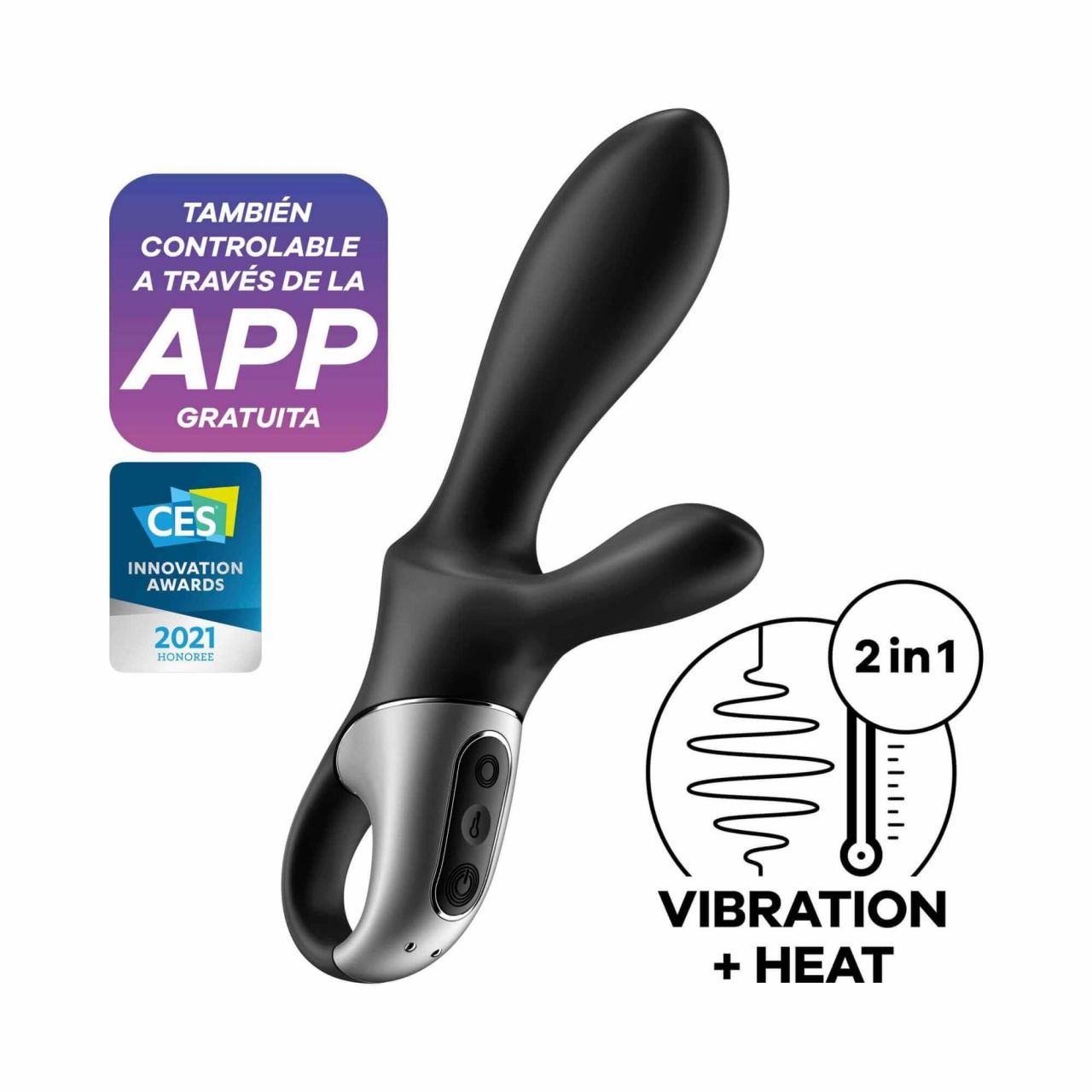 Satisfyer Heat Climax+ - okos, melegítő, karos análvibrátor (fekete)