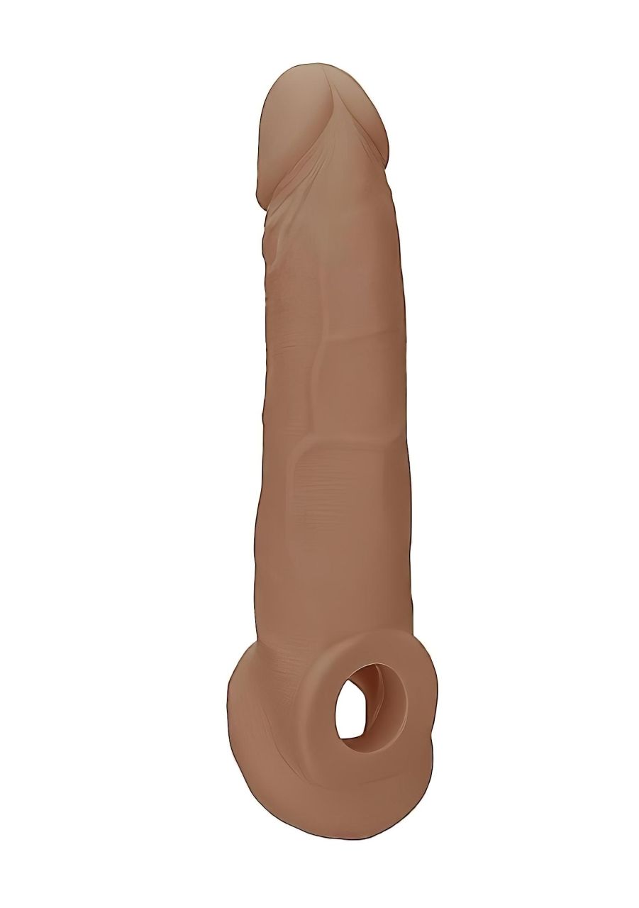 RealRock Penis Sleeve 9 - péniszköpeny (21,5cm) - sötét natúr