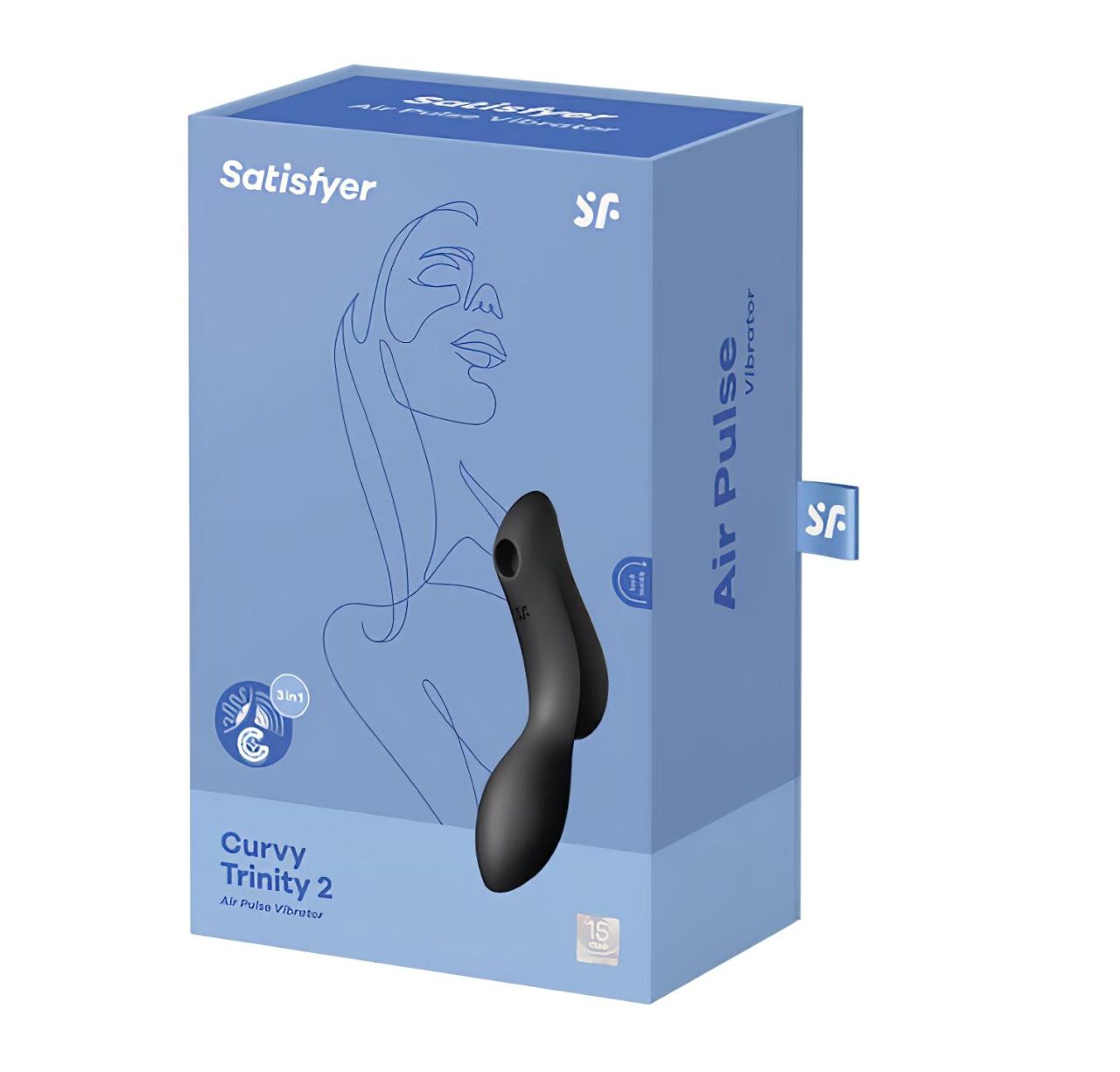 Satisfyer Curvy Trinity 2 - akkus léghullámos 2in1 vibrátor (fekete)