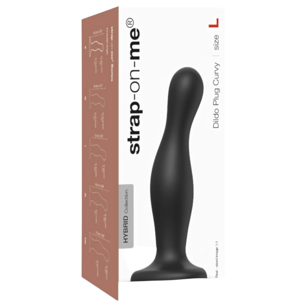 Strap-on-me Curvy L - hullámos, talpas dildó (fekete)