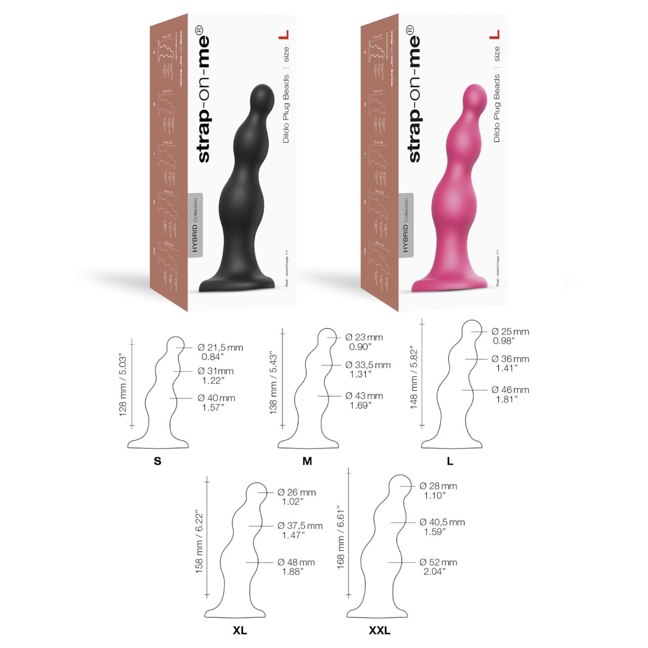 Strap-on-me Beads S - gyöngyös, tapadókorongos dildó (pink)