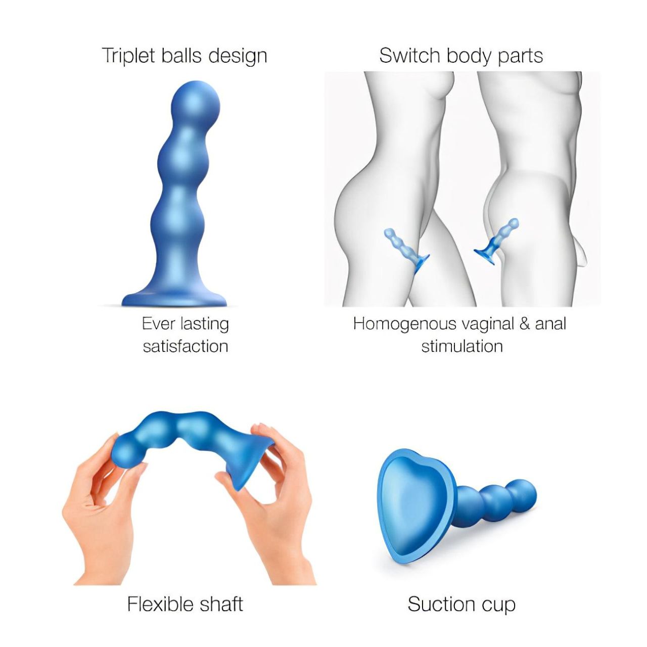 Strap-on-me Balls S - gömbös, talpas dildó (kék)