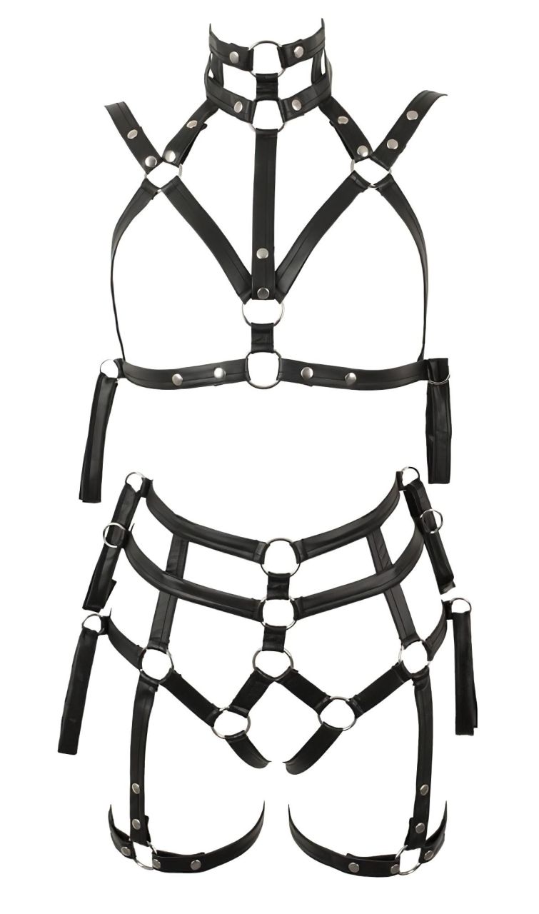 Bad Kitty - bondage testhám melltartó szett (fekete) Bad Kitty - bondage testhám melltartó szett (fekete)