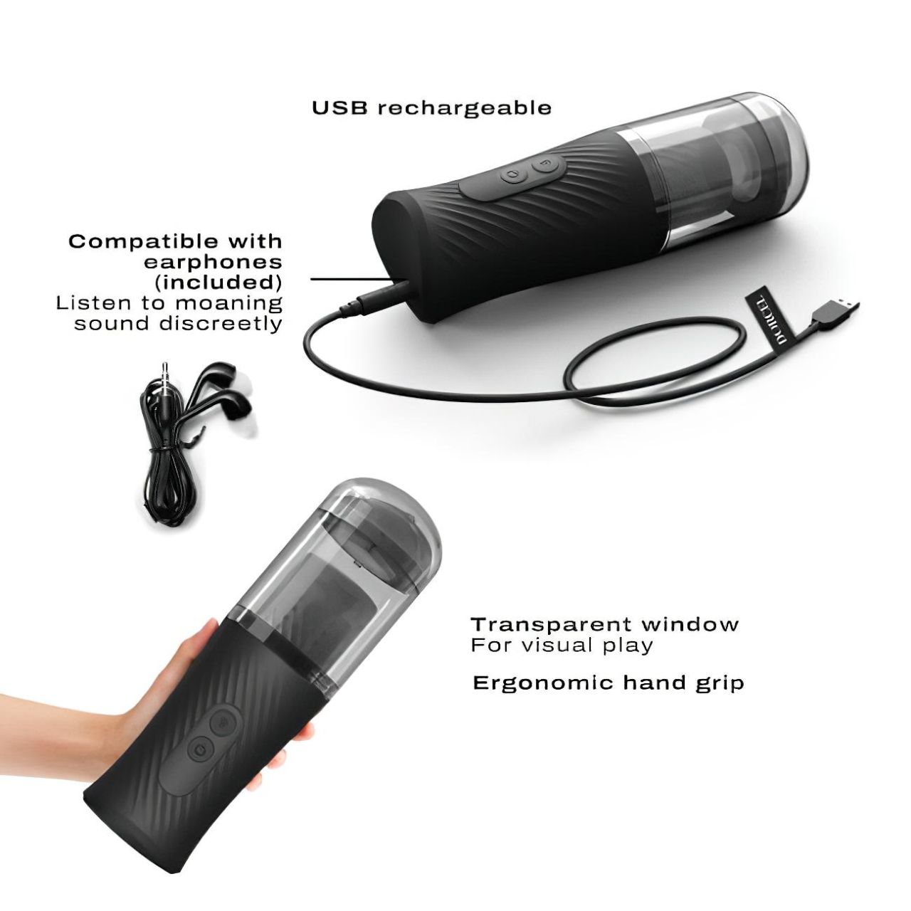 Dorcel Thrust Blow - akkus, lökő maszturbátor (fekete) Dorcel Thrust Blow - akkus, lökő maszturbátor (fekete)