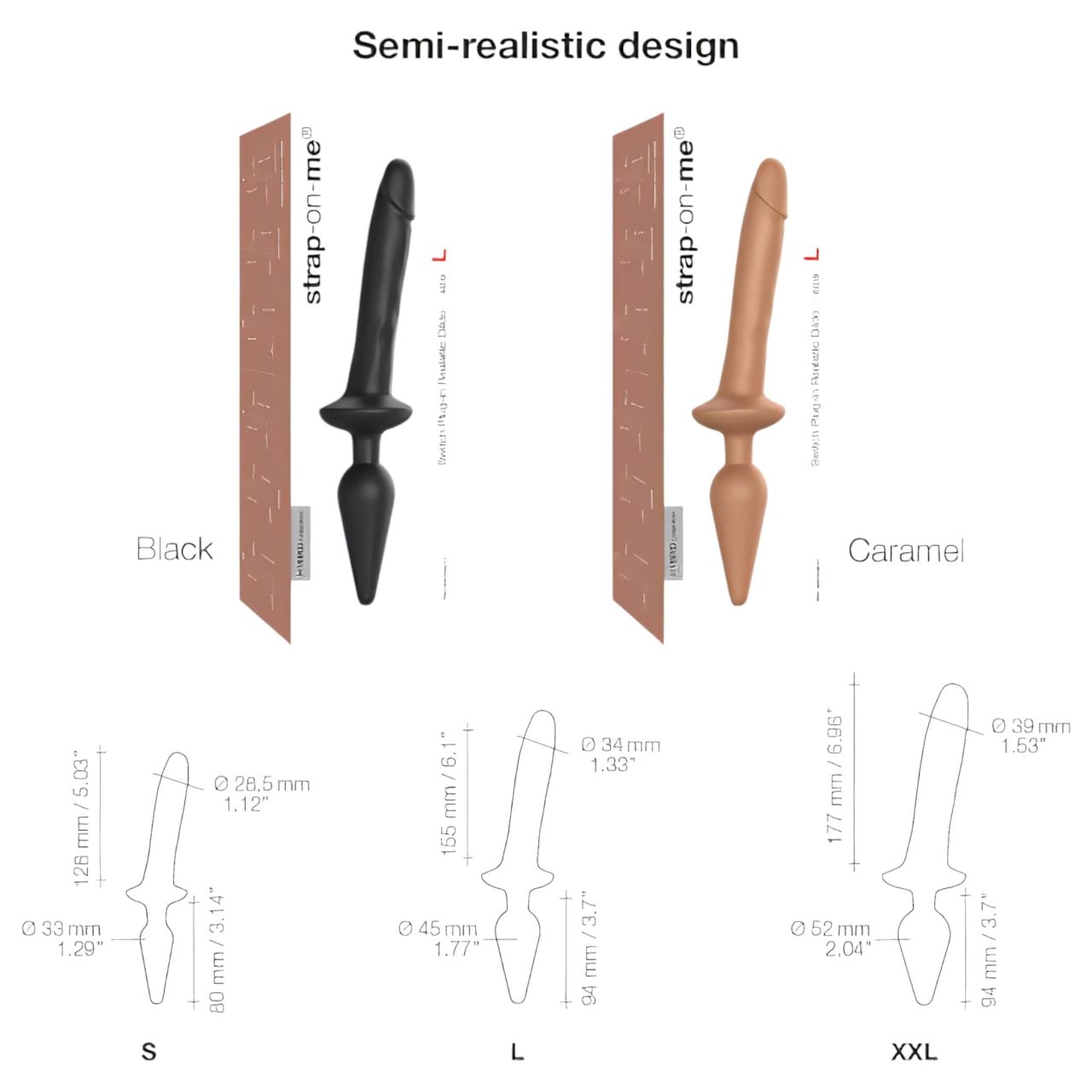 / Strap-on-me Swith Realistic XXL - 2in1 szilikon dildó (fekete) / Strap-on-me Swith Realistic XXL - 2in1 szilikon dildó (fekete)