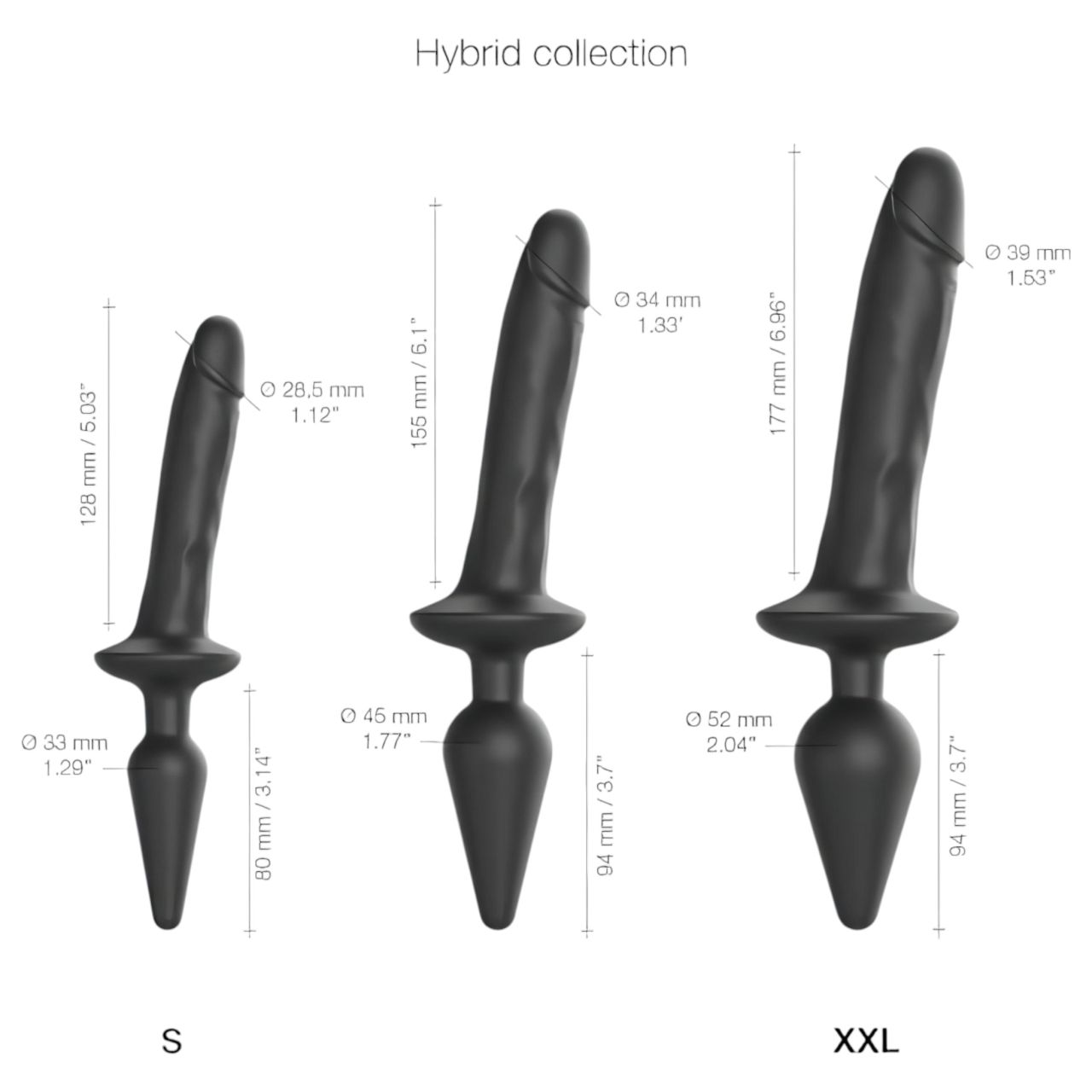 / Strap-on-me Swith Realistic XXL - 2in1 szilikon dildó (fekete) / Strap-on-me Swith Realistic XXL - 2in1 szilikon dildó (fekete)