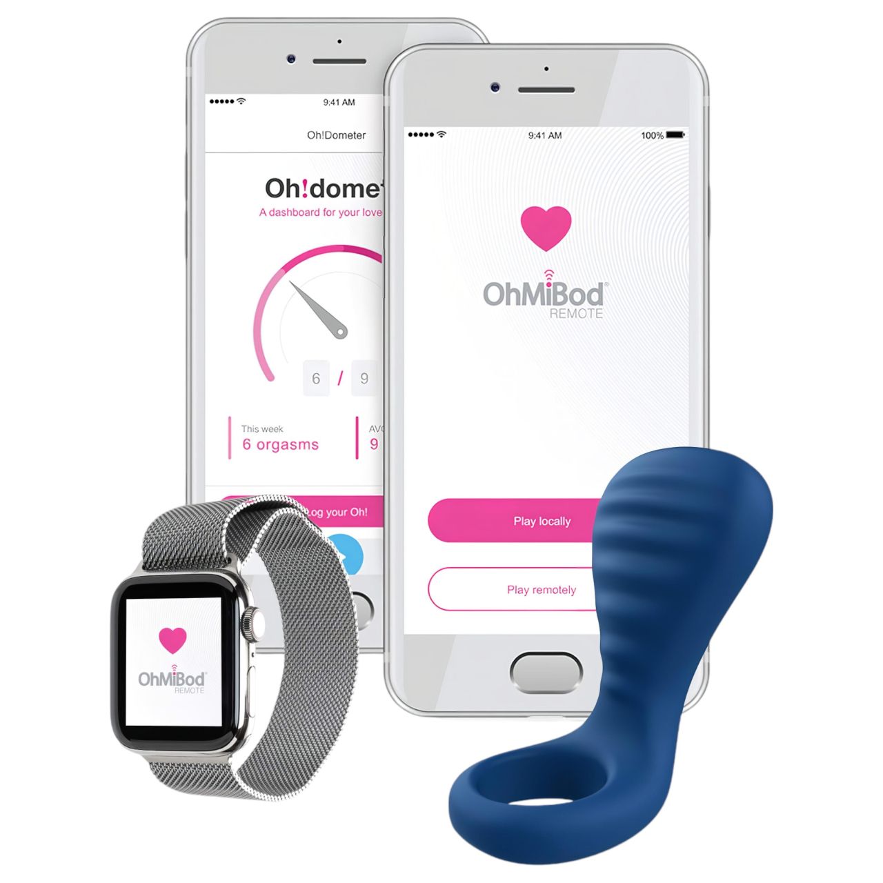 OHMIBOD Bluemotion Nex 3 - okos, akkus vibrációs péniszgyűrű (kék)