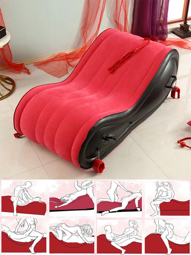 Magic Pillow - Felfújható szexágy - bilincsekkel - nagy (piros)