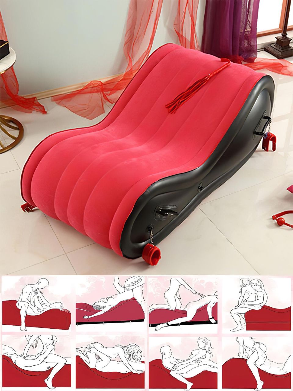 Magic Pillow - Felfújható BDSM szexbútor - bilinccsel - nagy (piros) Magic Pillow - Felfújható BDSM szexbútor - bilinccsel - nagy (piros)