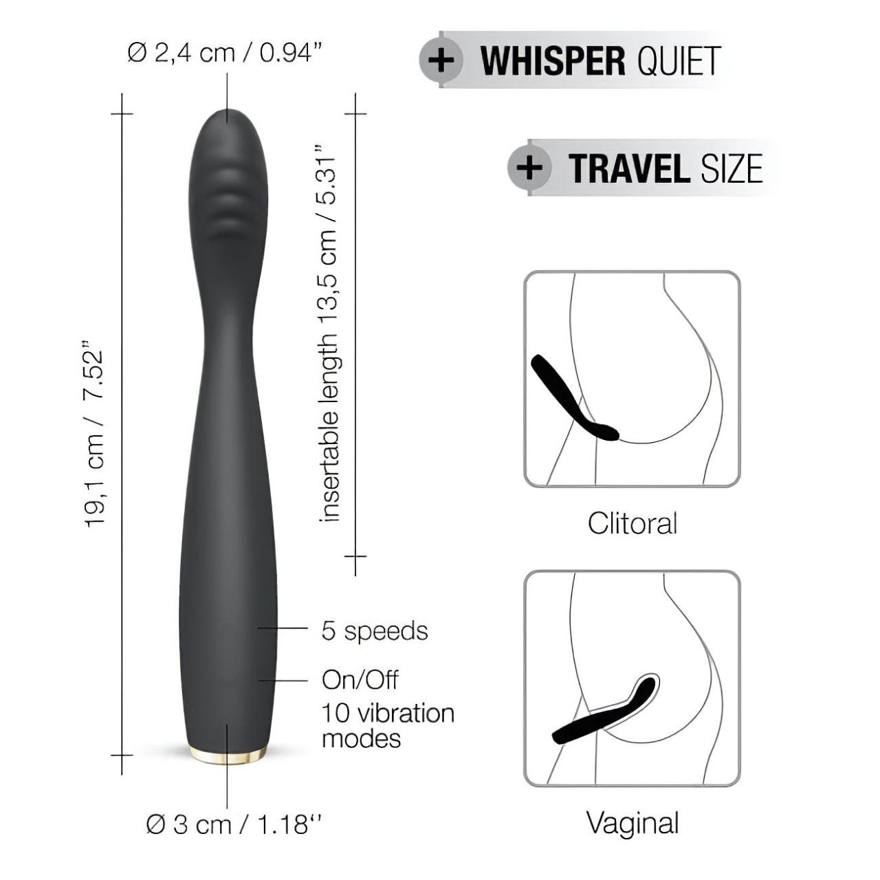 Dorcel G-slim - akkus, G-pont vibrátor (fekete)