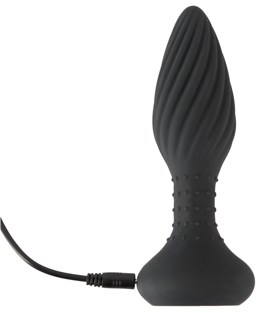 Anos - akkus, rádiós, forgó gyöngyös spirális anál vibrátor (fekete)