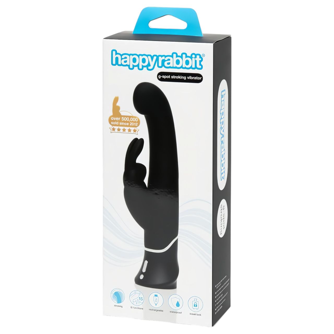 Happyrabbit G-spot - akkus, csiklókaros bólogató vibrátor (fekete)