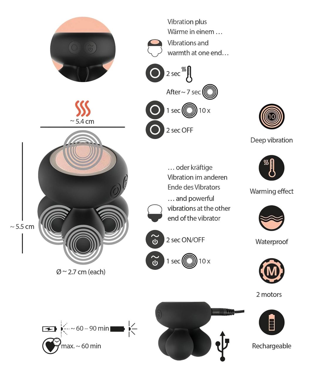 You2Toys CUPA Mini - melegítő masszírozó vibrátor (fekete) You2Toys CUPA Mini - melegítő masszírozó vibrátor (fekete)