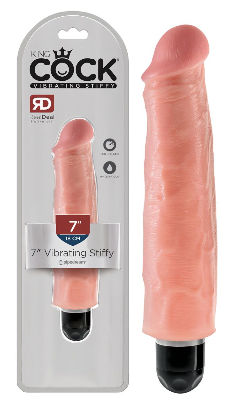 King Cock 7 Stiffy - vízálló, élethű vibrátor (18cm) - natúr King Cock 7 Stiffy - vízálló, élethű vibrátor (18cm) - natúr