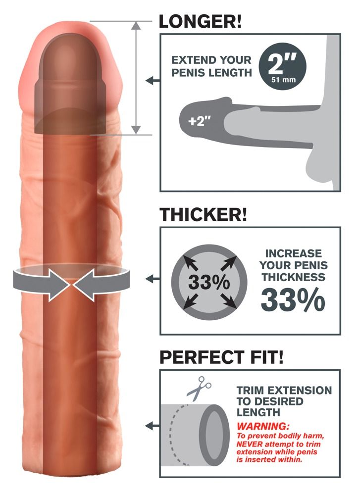 X-TENSION Perfect 2 - élethű péniszköpeny (20,3cm) - natúr