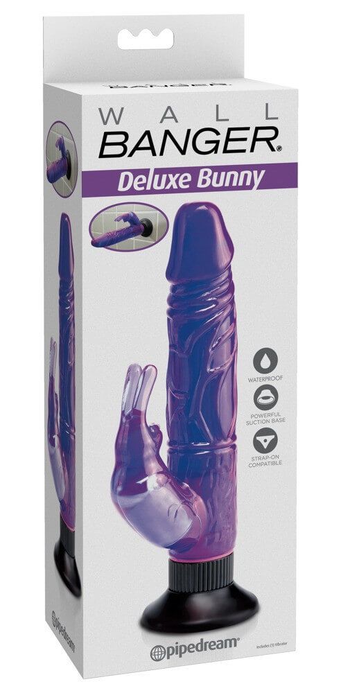/ Wall Deluxe Bunny - tapadókorongos, csiklókaros vibrátor (lila)