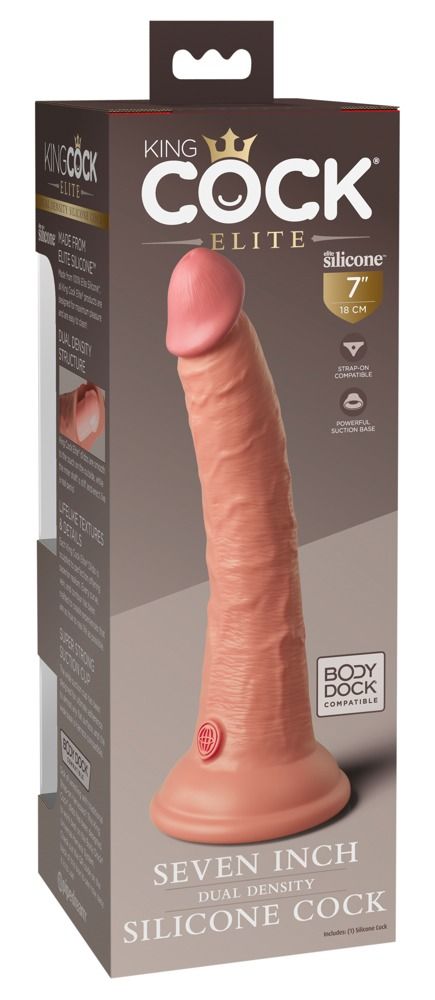 King Cock Elite 7- tapadótalpas, élethű dildó (18cm) - natúr