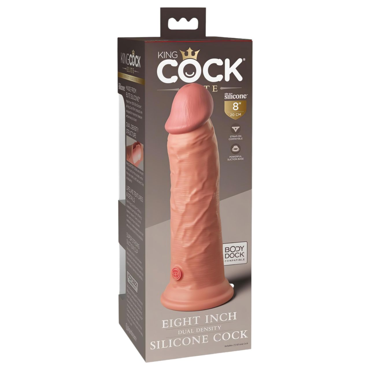 King Cock Elite 8 - tapadótalpas, élethű dildó (20cm) - natúr