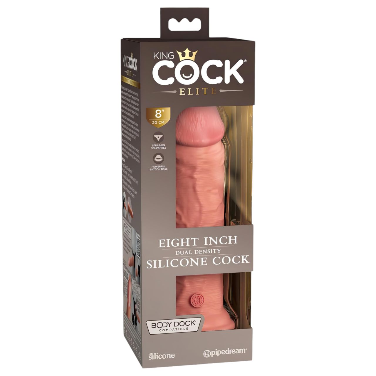 King Cock Elite 8 - tapadótalpas, élethű dildó (20cm) - natúr