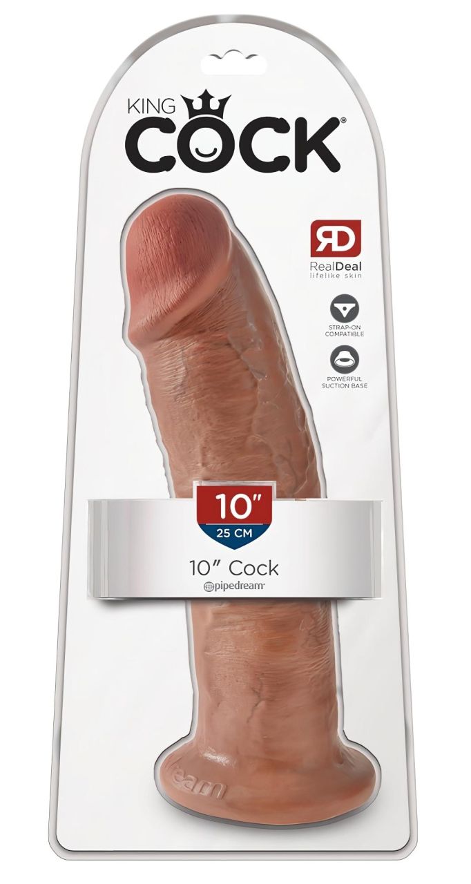 King Cock 10 - nagy tapadótalpas dildó (25cm) - sötét natúr