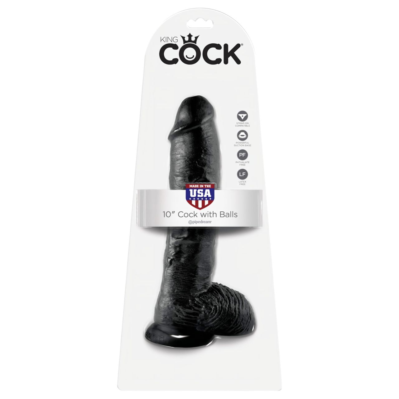 King Cock 10 herés dildó (25 cm) - fekete