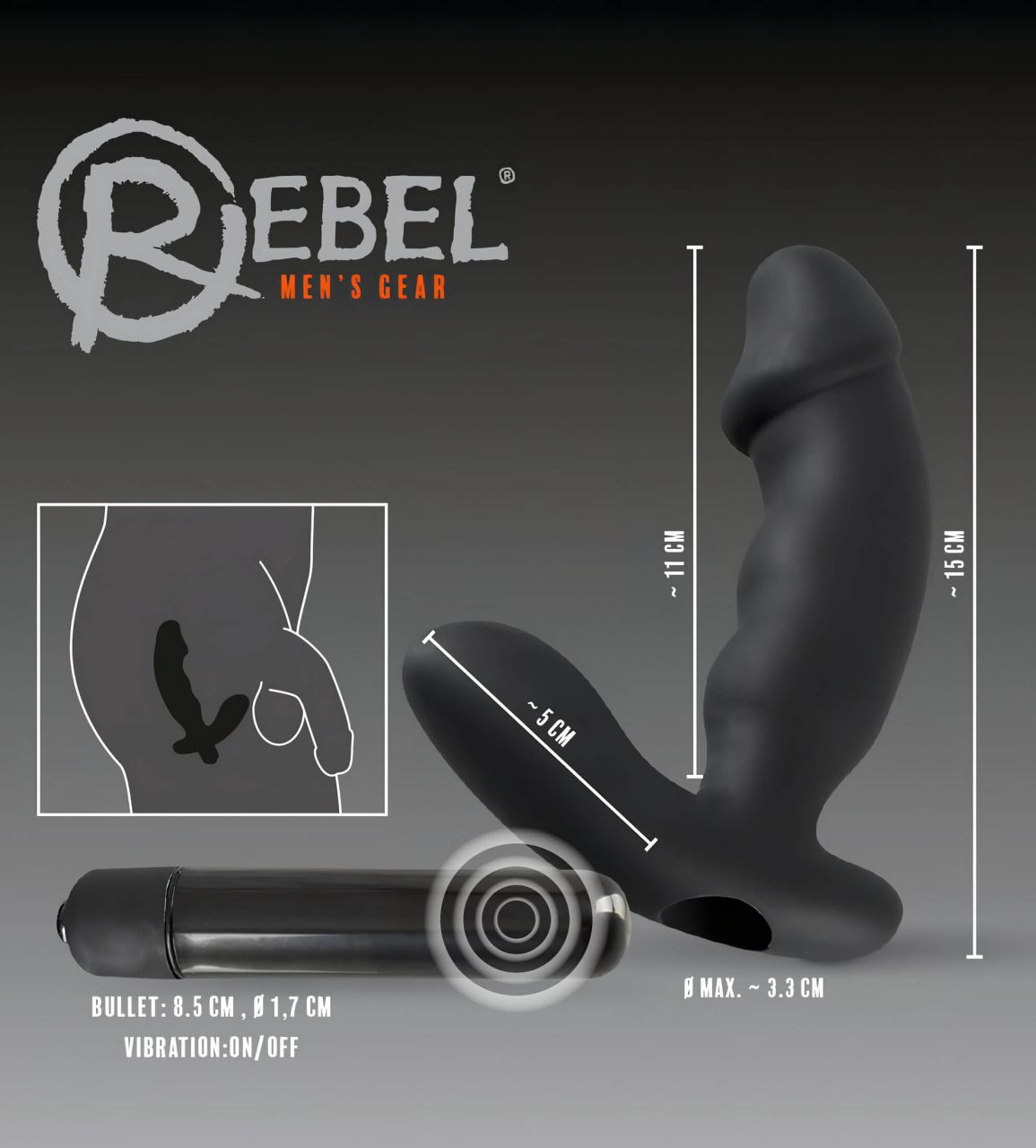 Rebel - péniszes prosztata vibrátor (fekete) Rebel - péniszes prosztata vibrátor (fekete)