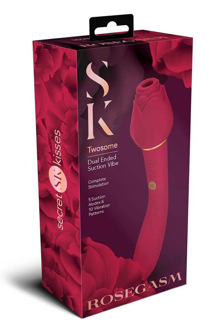 Secret Kisses Rosegasm - akkus, 2in1 csiklóvibrátor (piros)