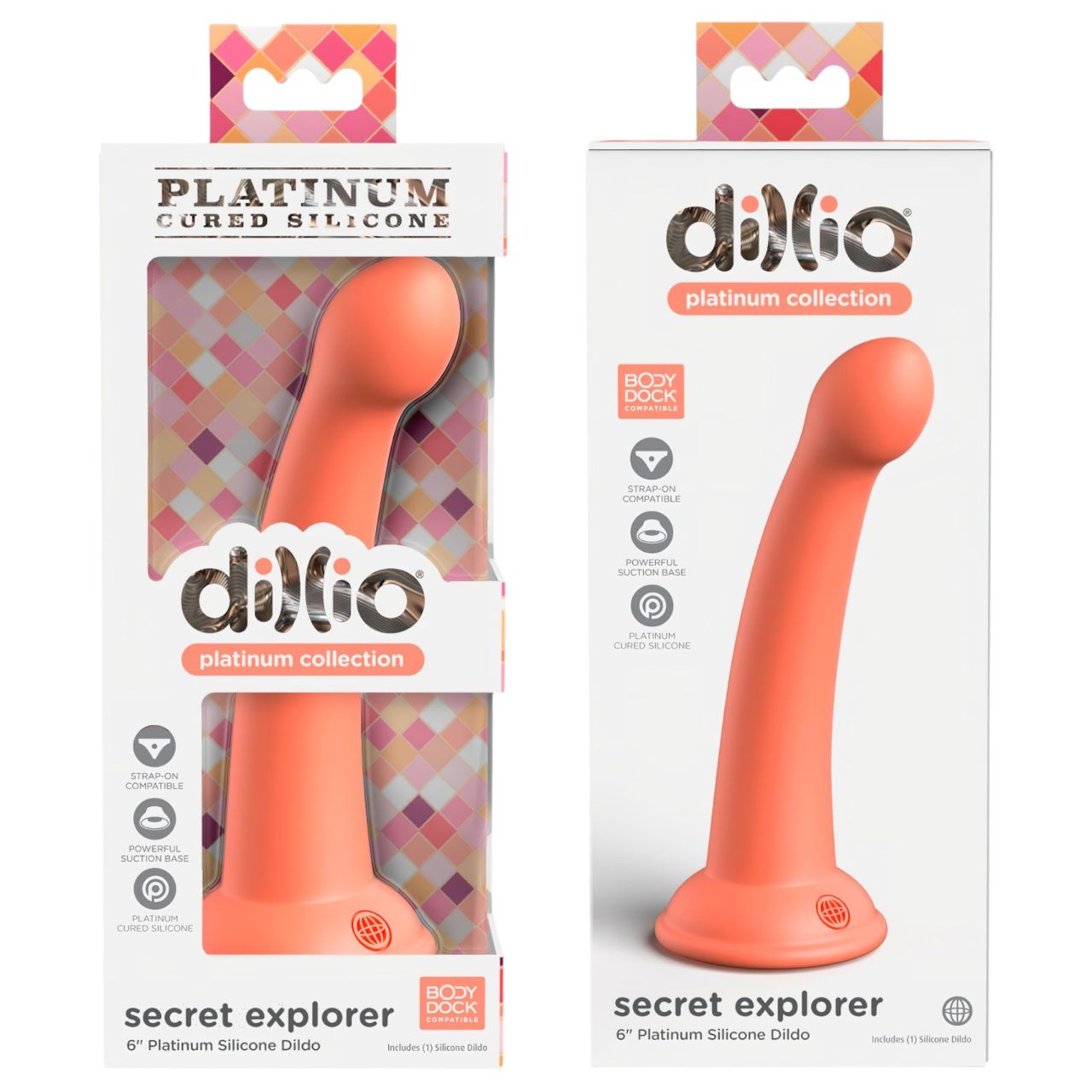 Dillio Secret Explorer - tapadótalpas makkos dildó (17cm) - narancs