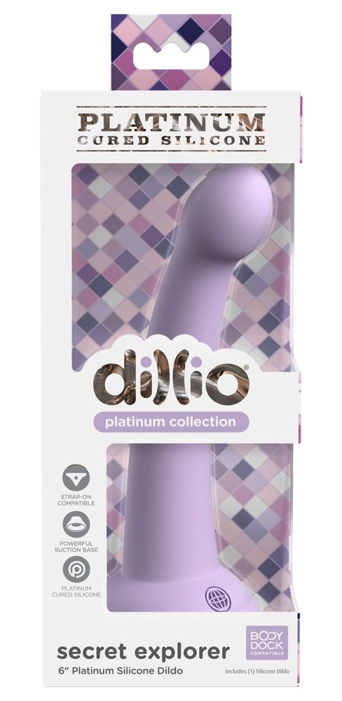 Dillio Secret Explorer - tapadótalpas makkos dildó (17cm) - lila