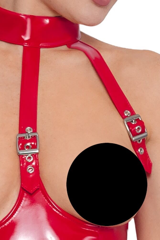 Black Level - nyitott, nyakpántos body (piros)