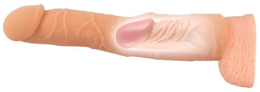 Nature Skin - hosszabbító, vastagító péniszköpeny (24cm)