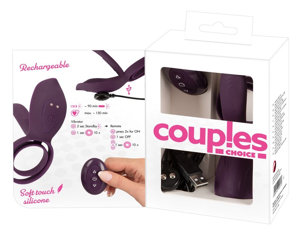 Couples Choice - akkus, rádiós péniszgyűrű (lila)