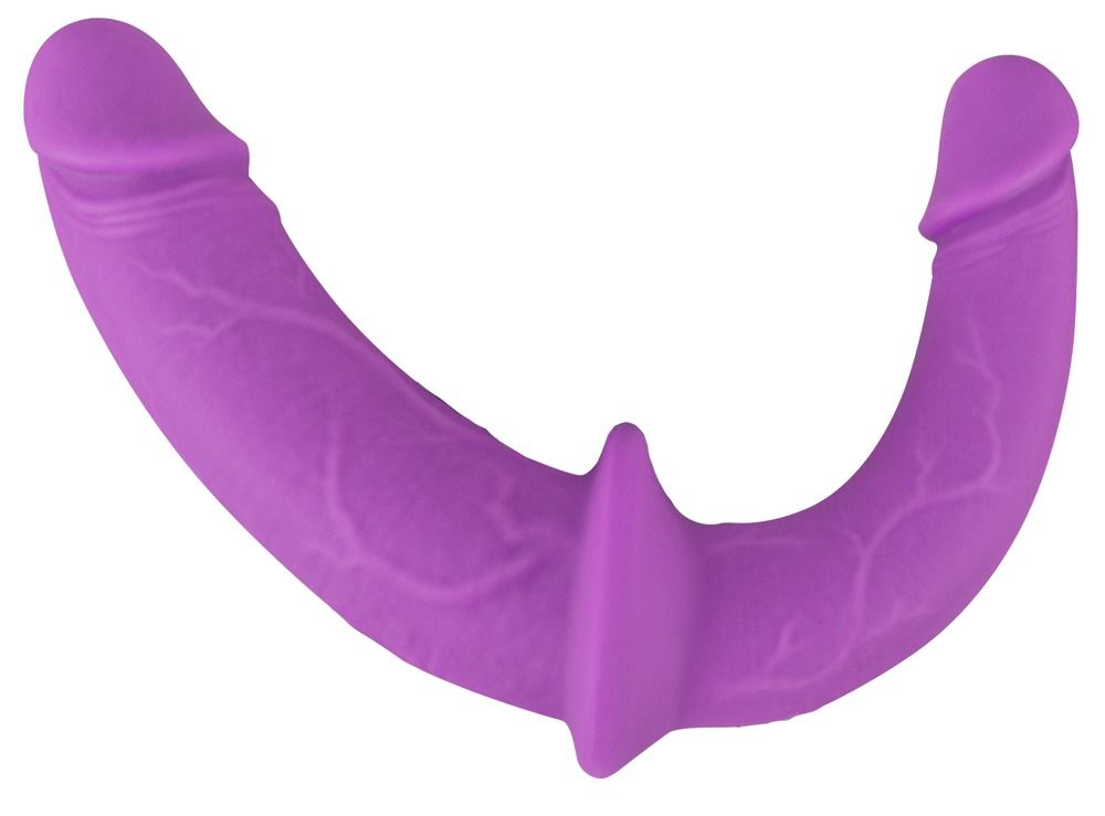SMILE - felcsatolható dupla dildó alsóval (lila-fekete)