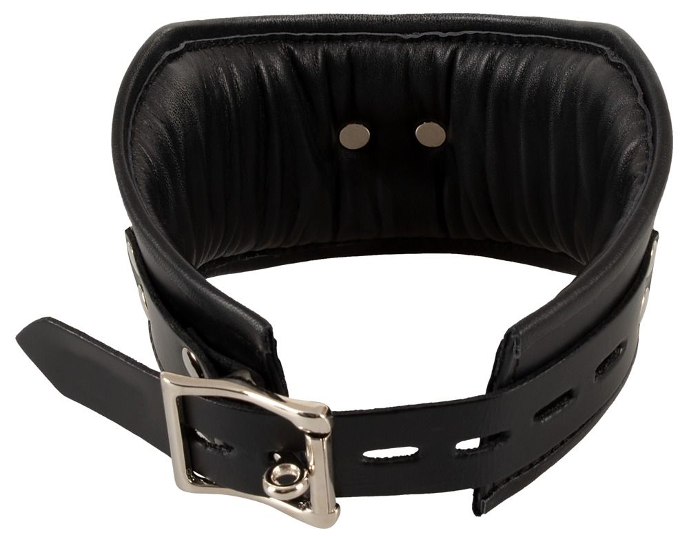 Bad Kitty - bőrhatású nyakörv karikával (fekete)