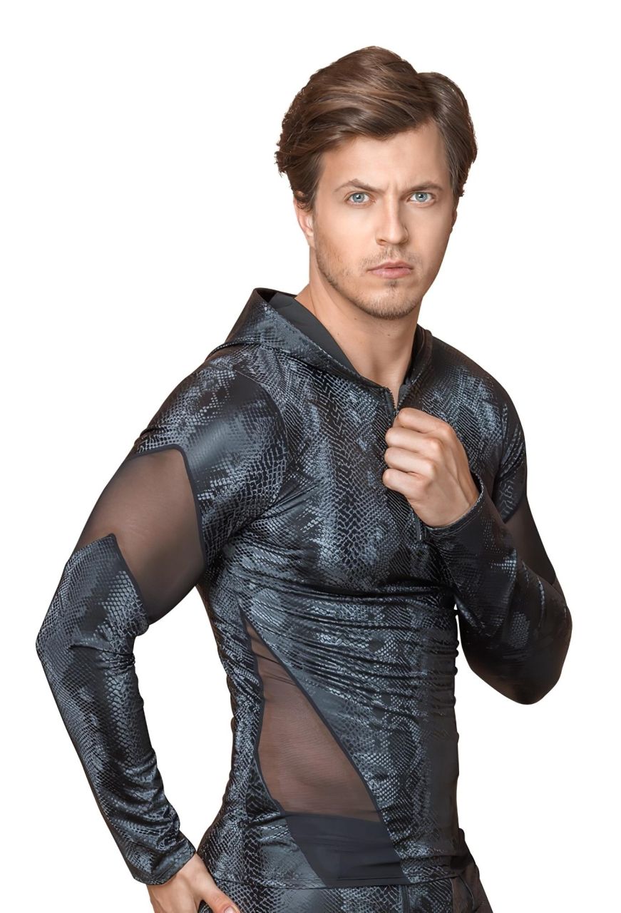 NEK - kígyóbőr mintás, kapucnis férfi felső (fekete) NEK - kígyóbőr mintás, kapucnis férfi felső (fekete)