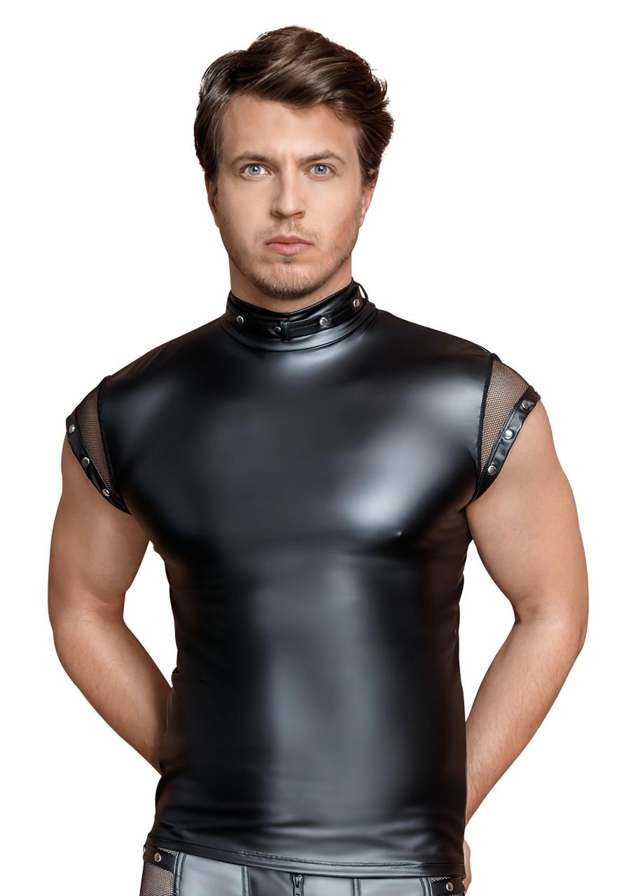 / NEK - szegecses, necc betétes férfi felső (fekete)