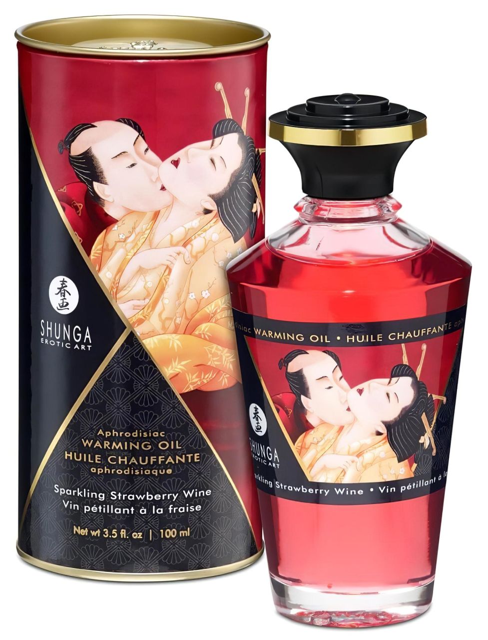 Shunga - melegítő masszázsolaj - pezsgő-eper (100ml)